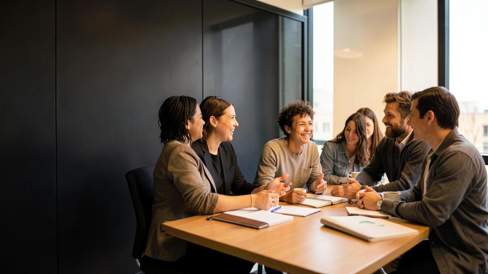 Canduit team members having a conversation around a table