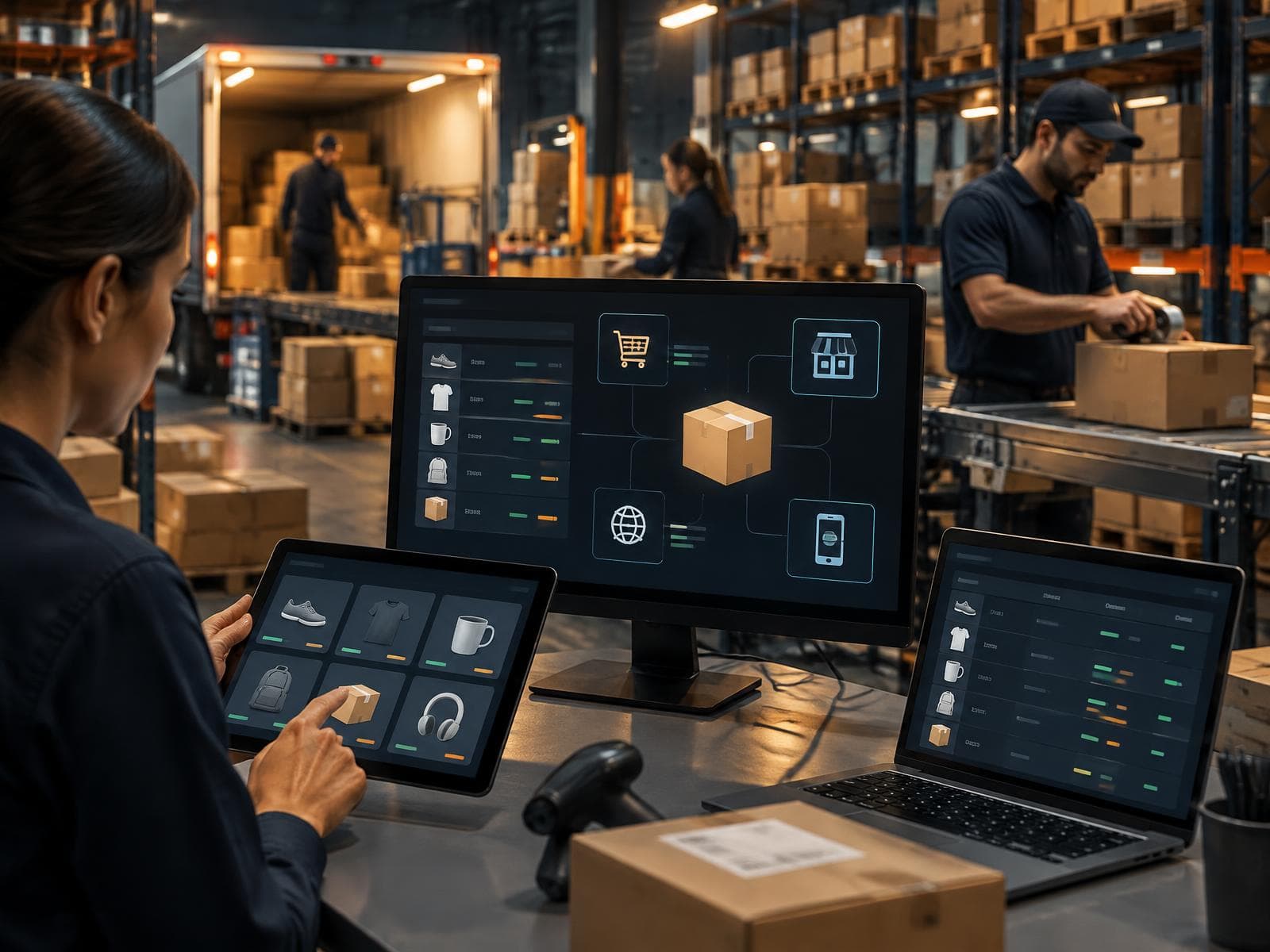 Connected selling across storefronts, marketplaces, wholesale accounts, and fulfillment.